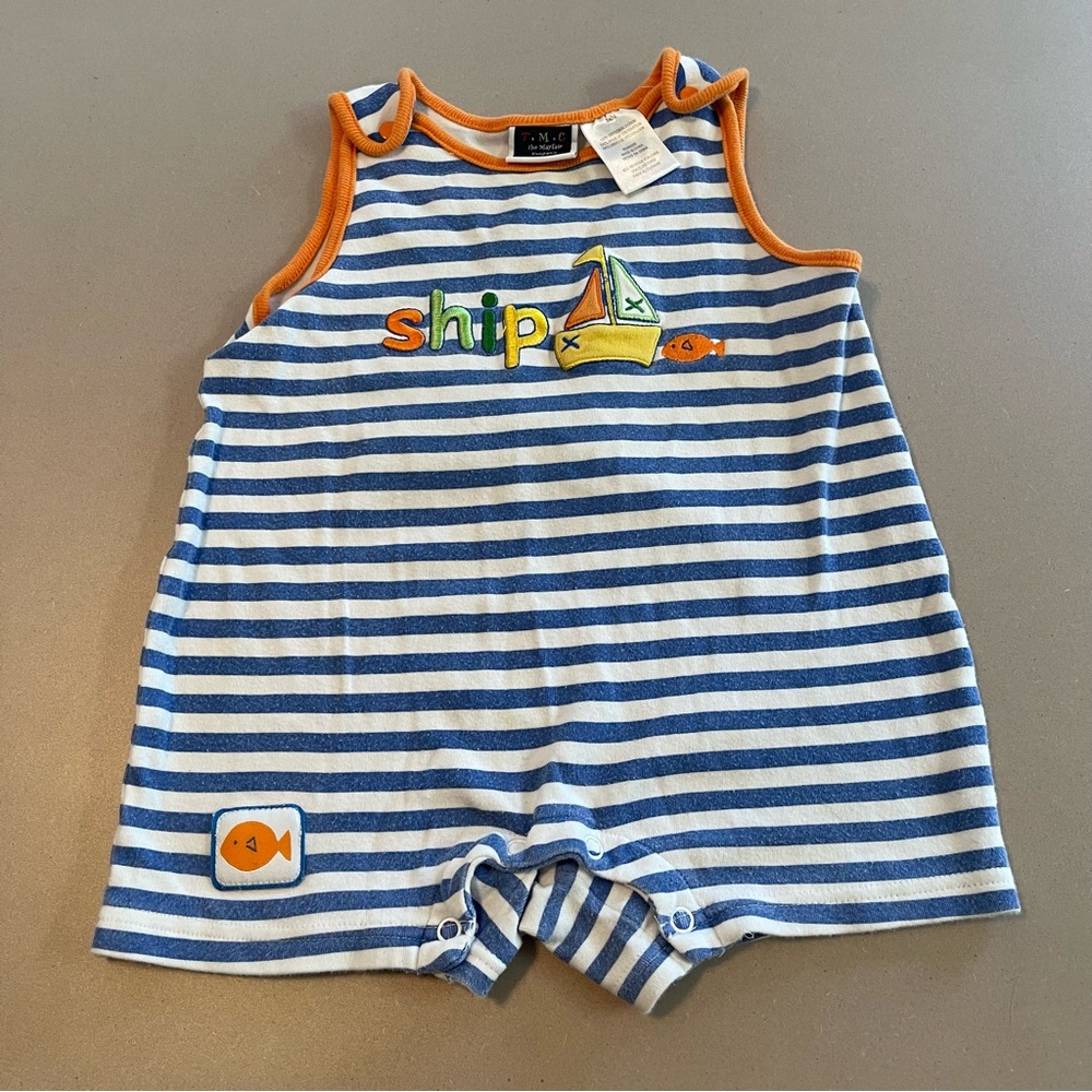 Blue and White Striped Kids Bodysuit